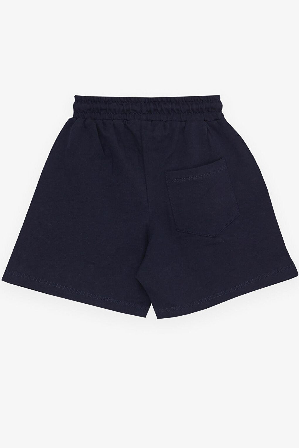 Boy's Shorts Text Printed Lace Up Pocket Navy Blue (3-7 Years)