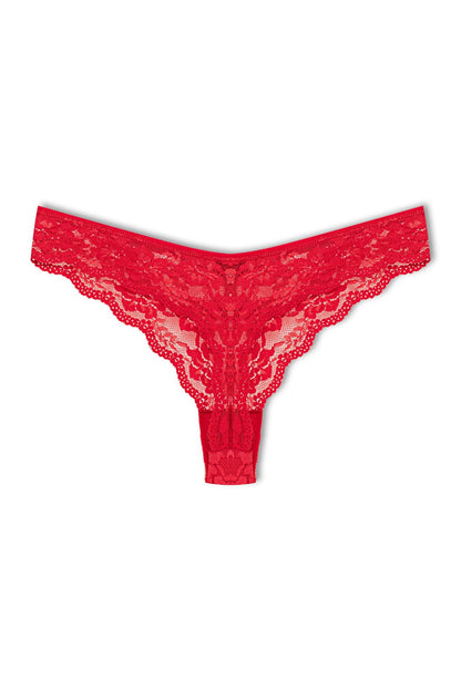 Lace High Waist Brazilian Women's Thong Panties Set of 3