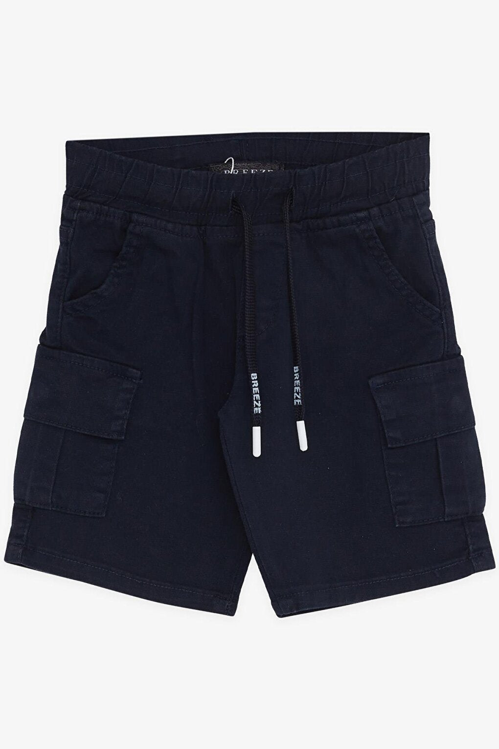 Boys' Shorts with Cargo Pockets and Lace-up Navy Blue (Ages 2-6)