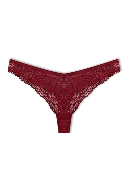 Lace High Waist Brazilian Women's Thong Panties 5-Piece