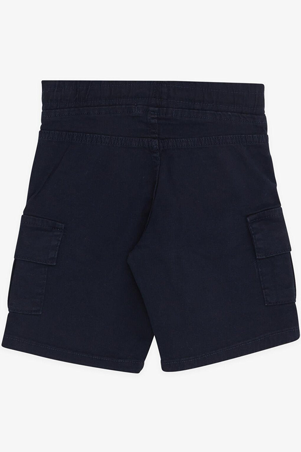 Boys' Shorts with Cargo Pockets and Lace-up Navy Blue (Ages 2-6)