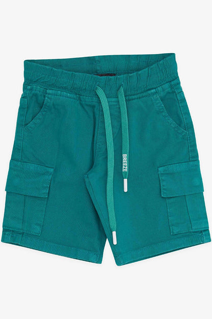 Boy's Shorts with Cargo Pocket and Lace-up Dark Green (Age 2-6)