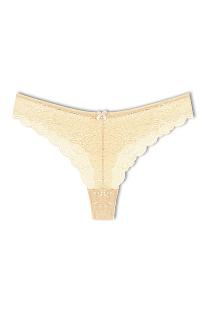 Lace High Waist Brazil Women's Thong Panties Set of 3