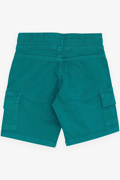 Boy's Shorts with Cargo Pocket and Lace-up Dark Green (Age 2-6)