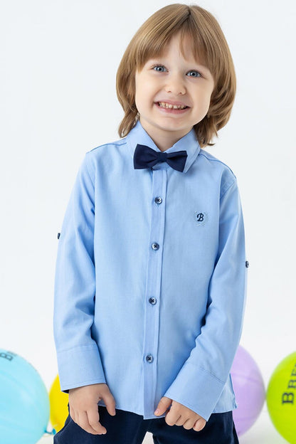 Boy's Shirt Blue with Bow Tie (Age 3-7)