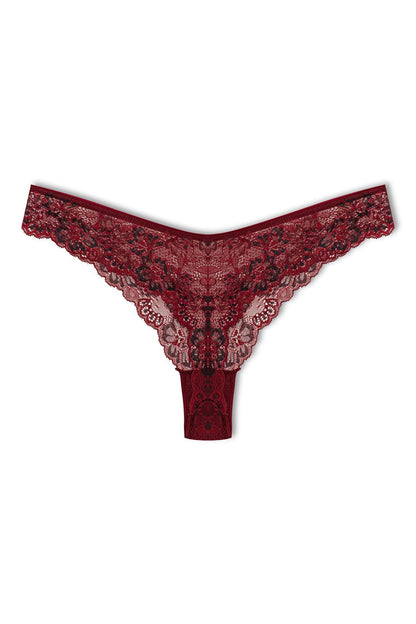 Double Color Lace High Waist Brazil Women's Thong Panties 3-Piece