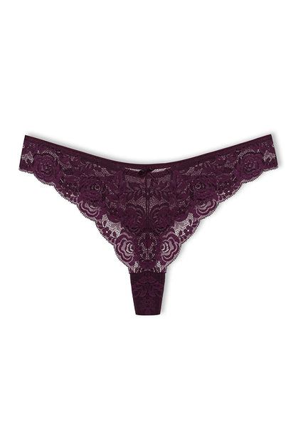 Lace High Waist Brazil Women's Thong Panties Set of 3