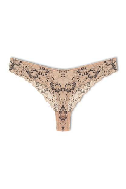 Double Color Lace High Waist Brazil Women's Thong Panties 3-Piece