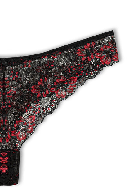 Double Color Lace High Waist Brazilian Women's Thong Panties