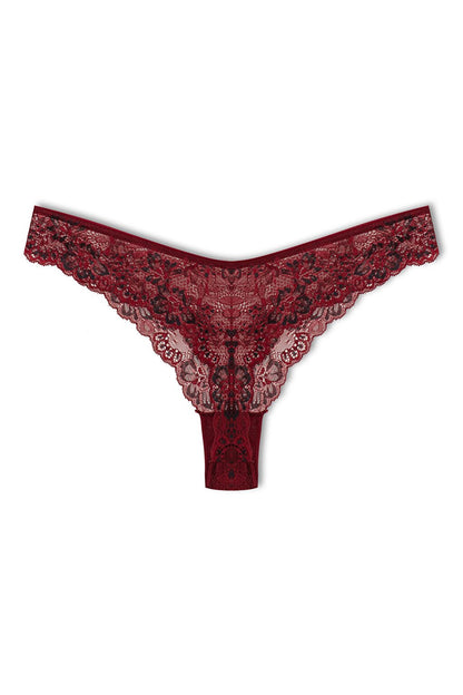 Double Color Lace High Waist Brazilian Women's Thong Panties