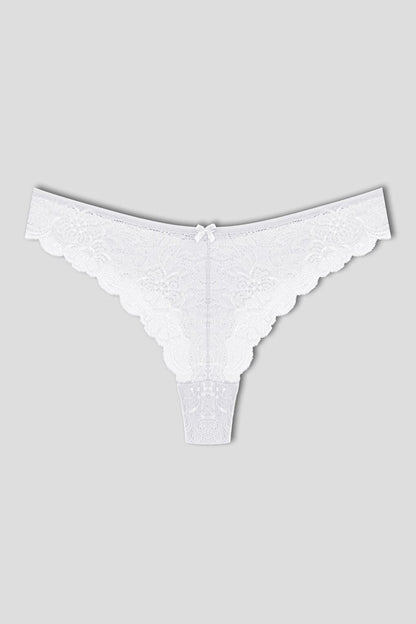 Lace High Waist Brazil Women's Thong Panties Set of 3