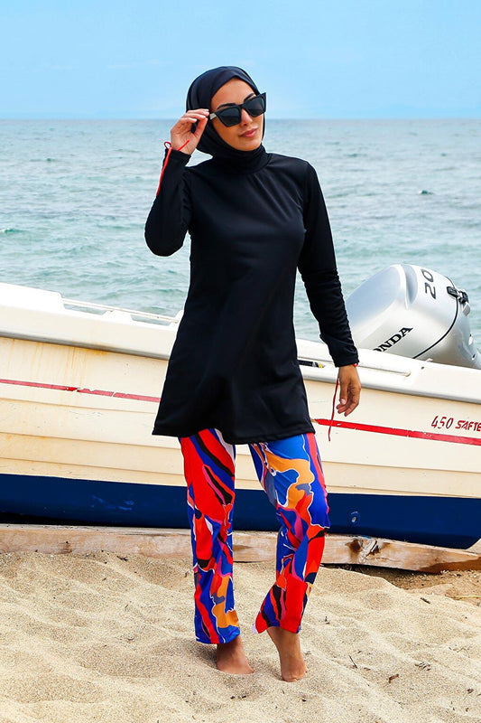 Black Full Covered Hijab Swimsuit R1107