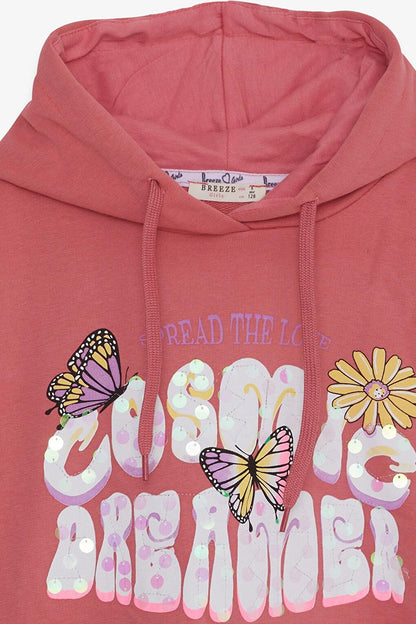 Girl's Sweatshirt Butterfly Printed Tile (Age 7-12)