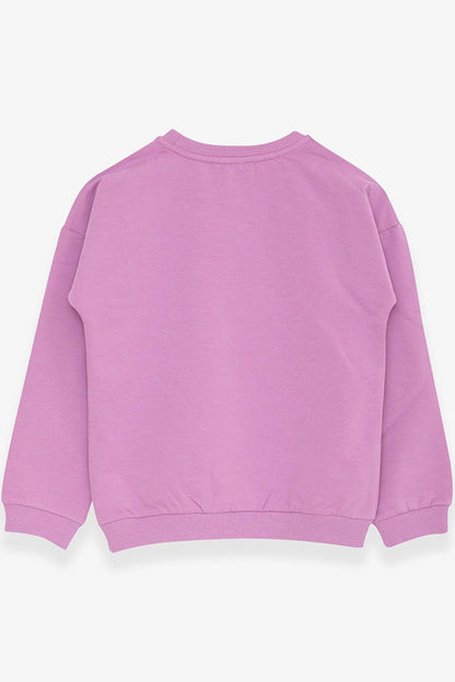 Girl's Sweatshirt Sequined Text Printed Lilac (Age 4-6)