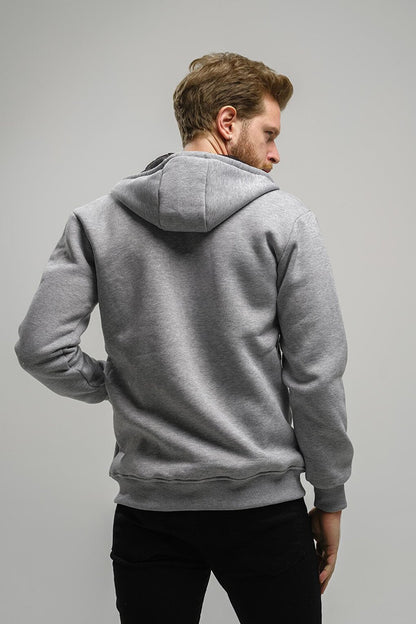 Regnault Three Thread Cotton Hooded Zippered Sweatshirt with Mesh Detail