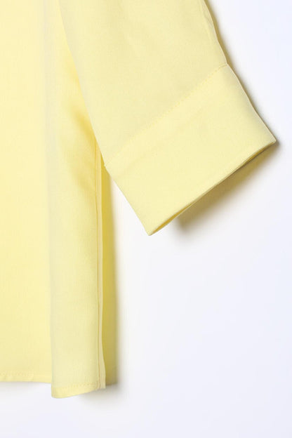 Light Yellow Viscose Collar Detailed Stylish Buttoned Shirt Tunic