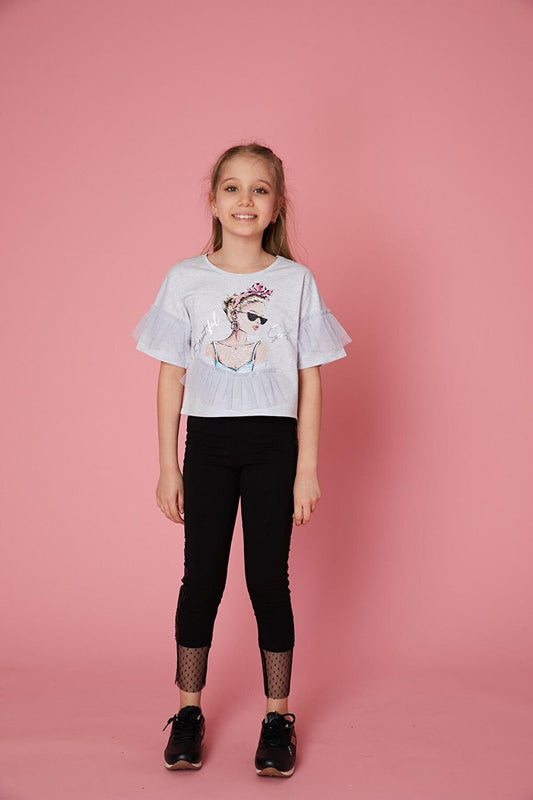 Girls' Printed Ruffled Seasonal T-Shirt