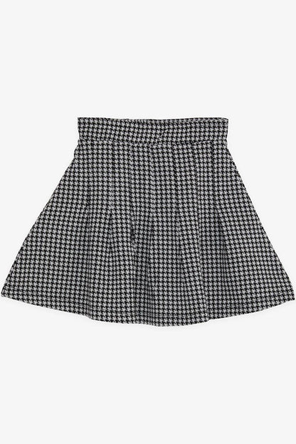 Girl's Skirt Houndstooth Patterned Black (Ages 8-14)