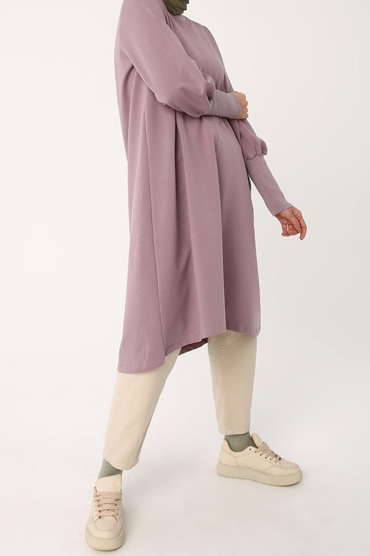 Lila01 Tunic with Ribbed Collar and Cuffs