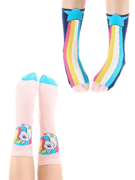 Rainbow Star Girl's 2-Piece Socks Set