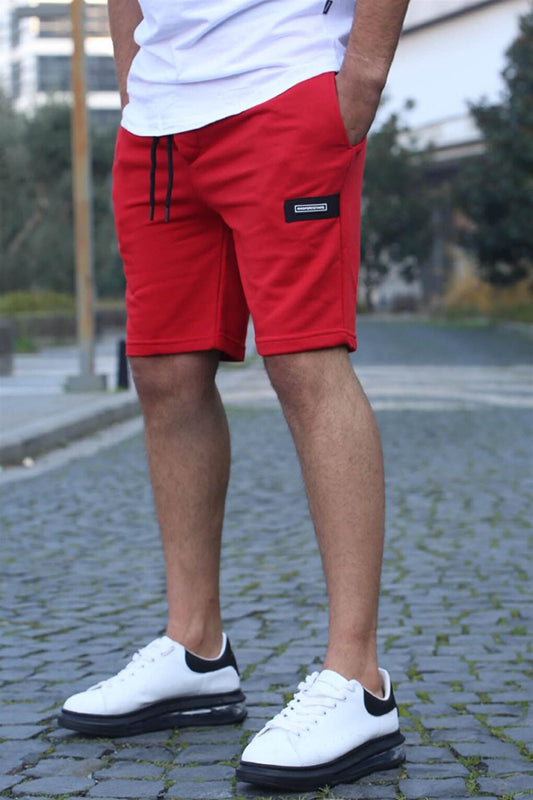 Red Men's Basic Capri Shorts