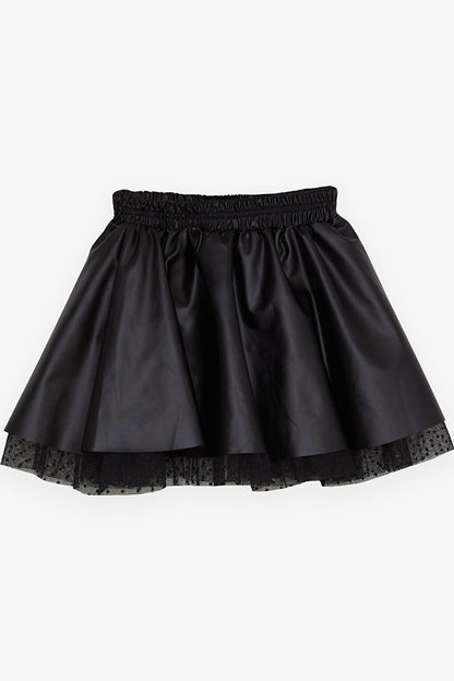 Girl's Skirt Leather Tulle Black (Age 8-12)