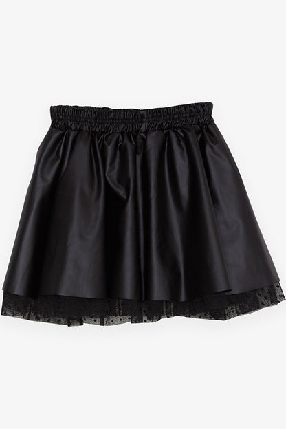 Girl's Skirt Leather Tulle Black (Age 8-12)