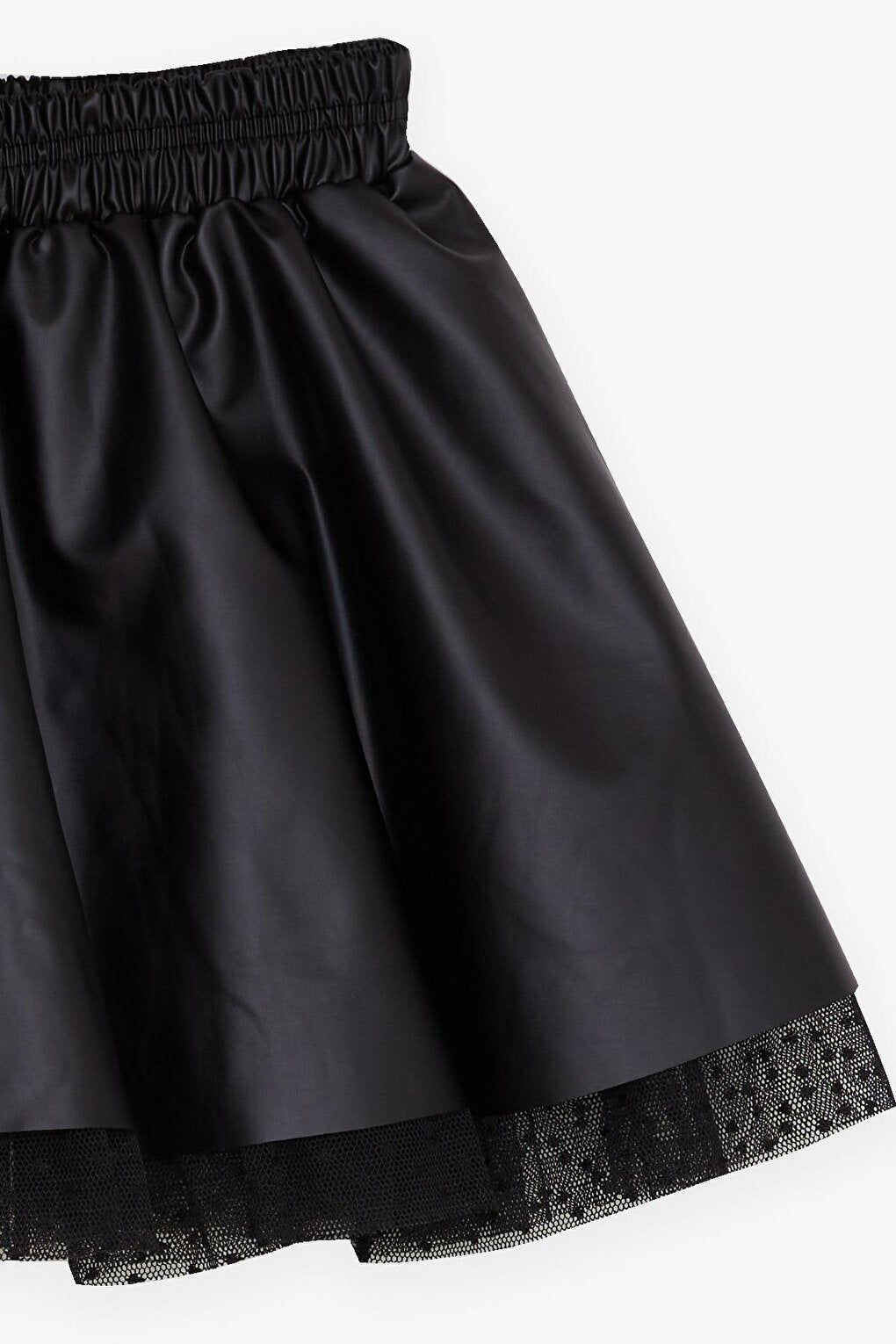 Girl's Skirt Leather Tulle Black (Age 8-12)