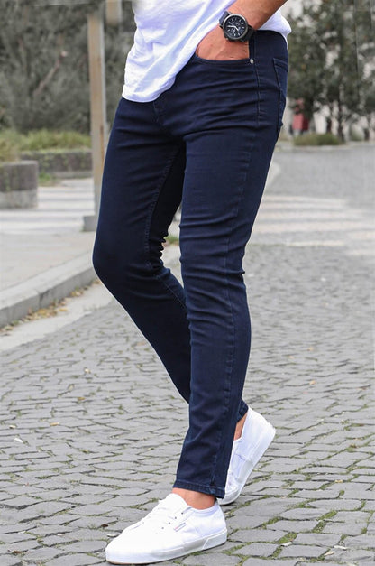 Navy Blue Super Lycra Skinny Fit Men's Jean Trousers 6302