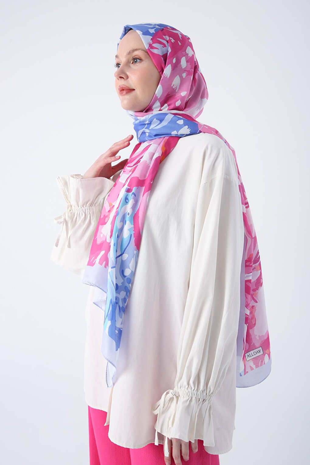 Lilac Patterned Cotton Shawl