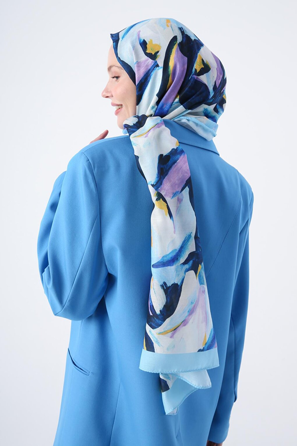 Blue Patterned Cotton Shawl