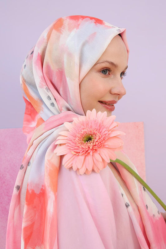 Pink Patterned Cotton Shawl