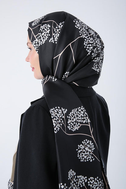 Black Patterned Twill Shawl