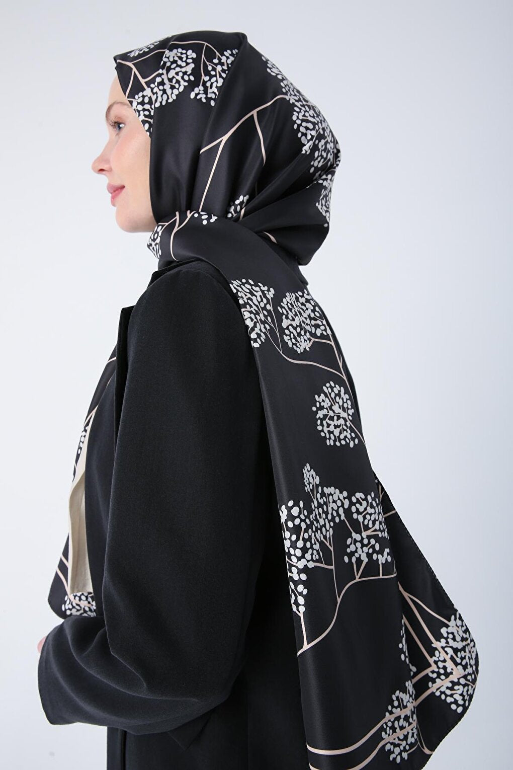 Black Patterned Twill Shawl