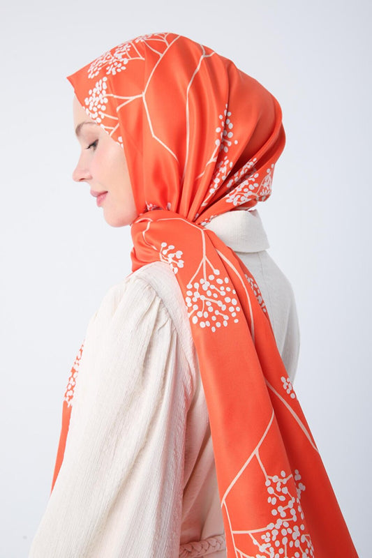 Orange Patterned Twill Shawl