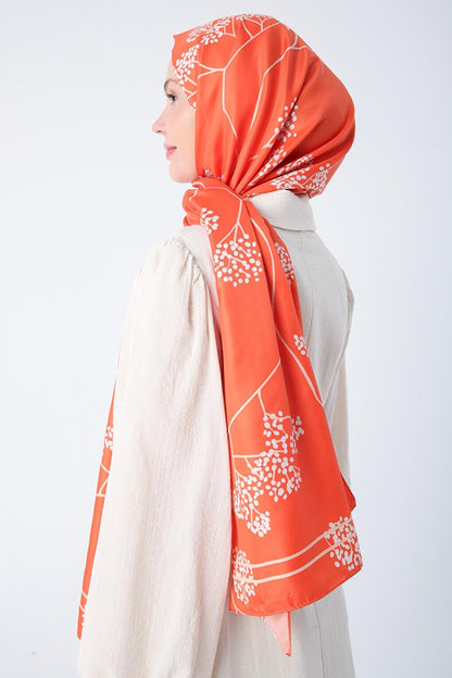 Orange Patterned Twill Shawl