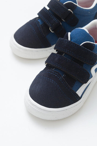 Boys' Navy Blue Leather healthy Supported Sneaker Shoes