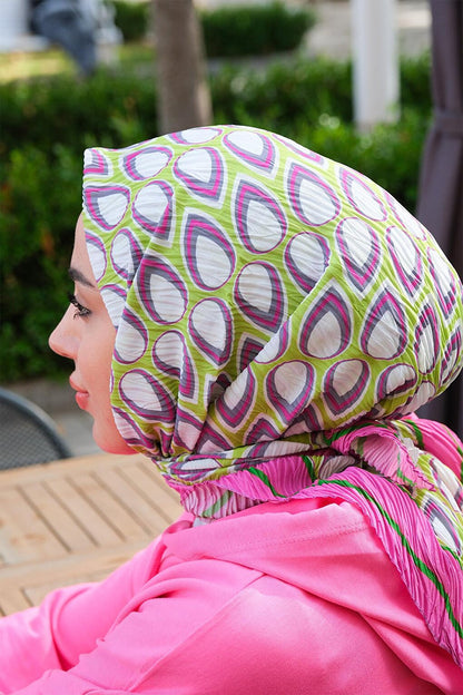 Drop Pattern Pleated Scarf Pink