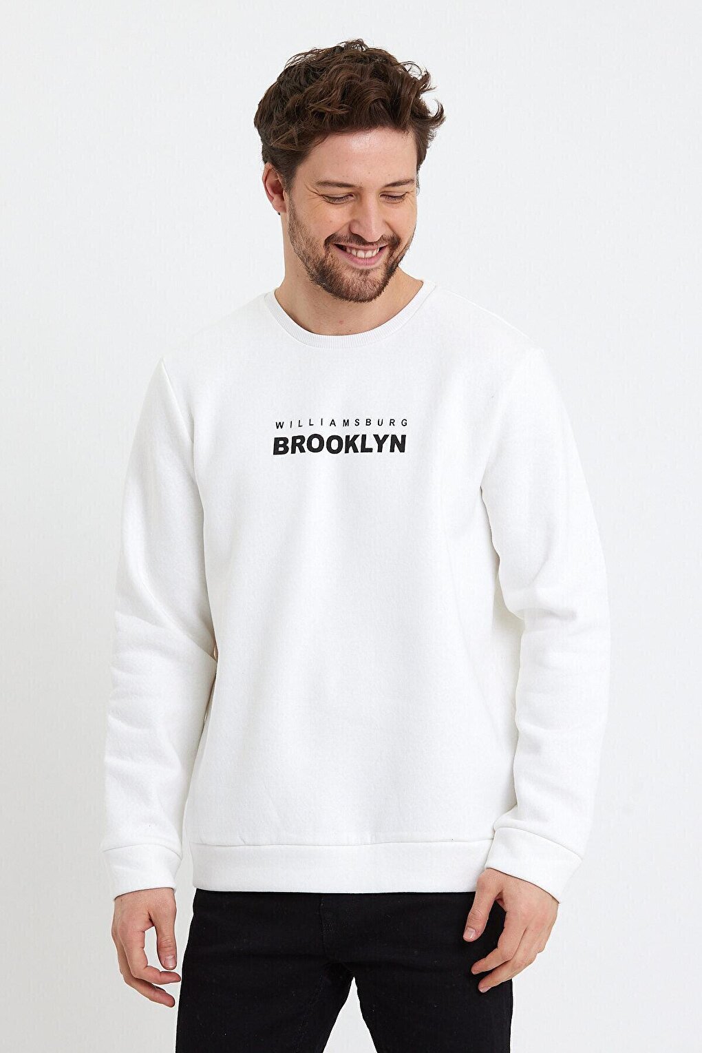 Men's Crew Neck Regular Fit Brooklyn Printed Thin Sweatshirt SPR23SW330