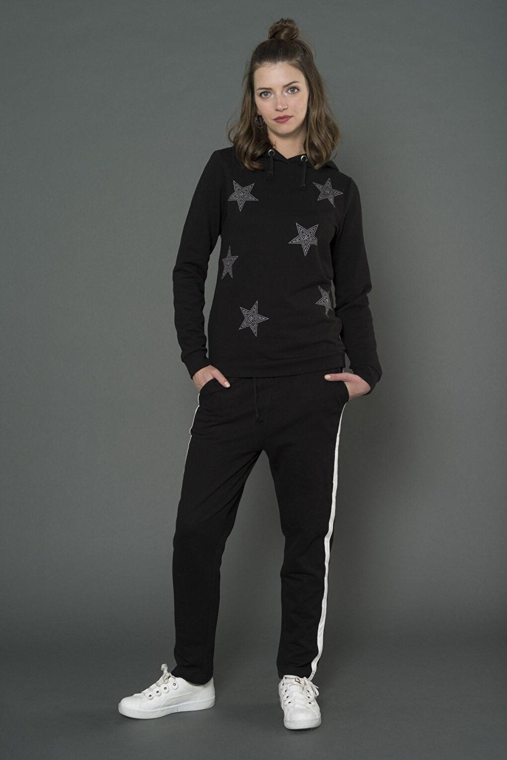 Hooded Star Printed Black Sweatshirt