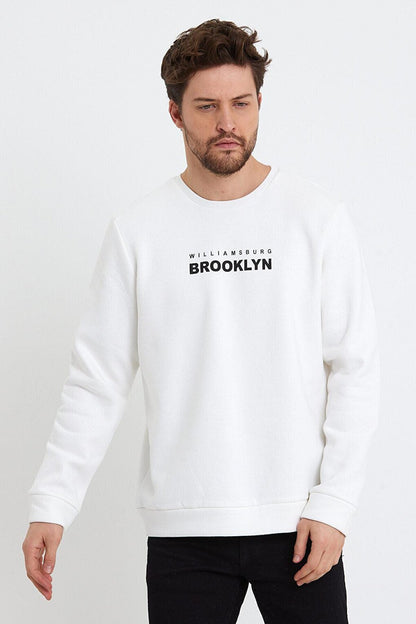 Men's Crew Neck Regular Fit Brooklyn Printed Thin Sweatshirt SPR23SW330