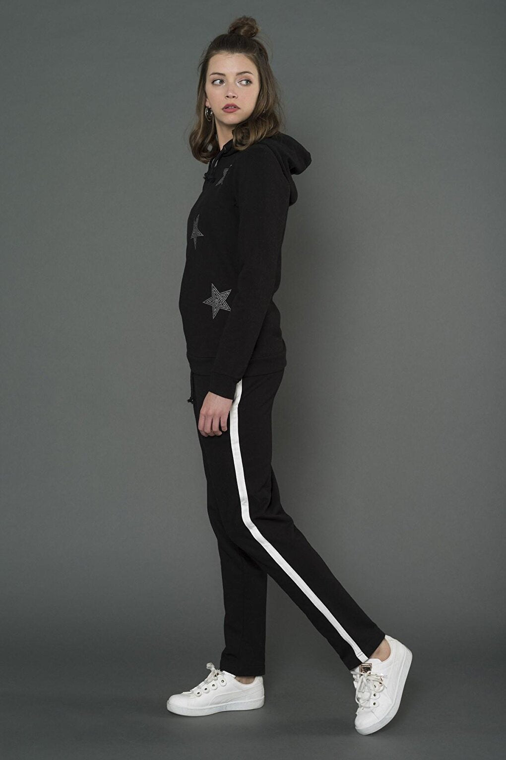 Hooded Star Printed Black Sweatshirt