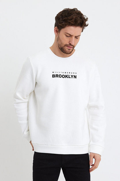 Men's Crew Neck Regular Fit Brooklyn Printed Thin Sweatshirt SPR23SW330