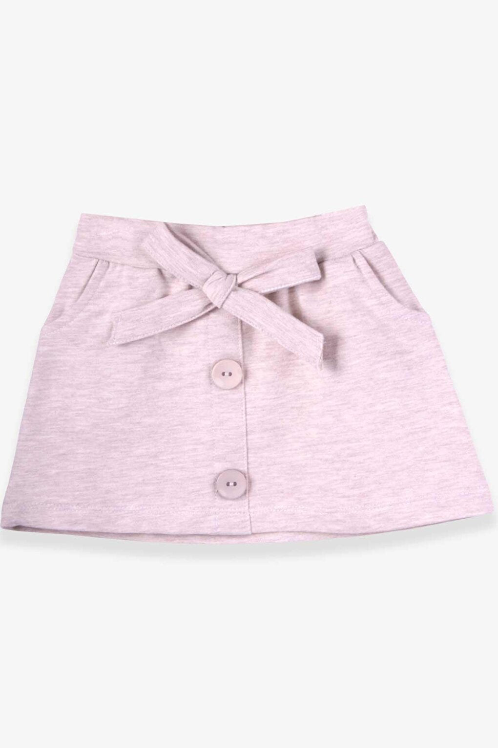 Girl's Skirt Beige Melange with Bow (Age 6-12)