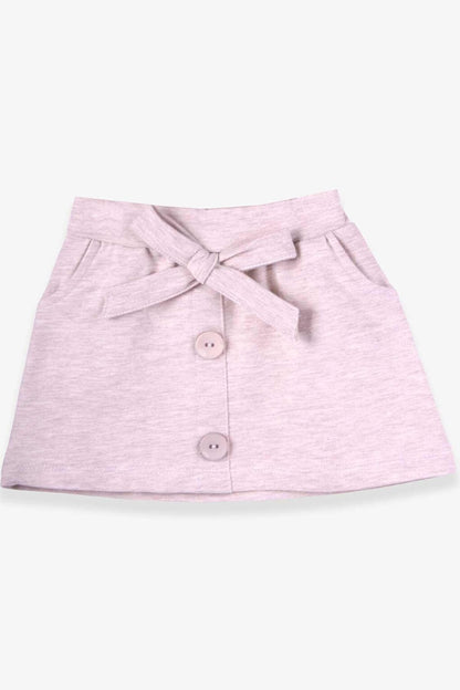 Girl's Skirt Beige Melange with Bow (Age 6-12)