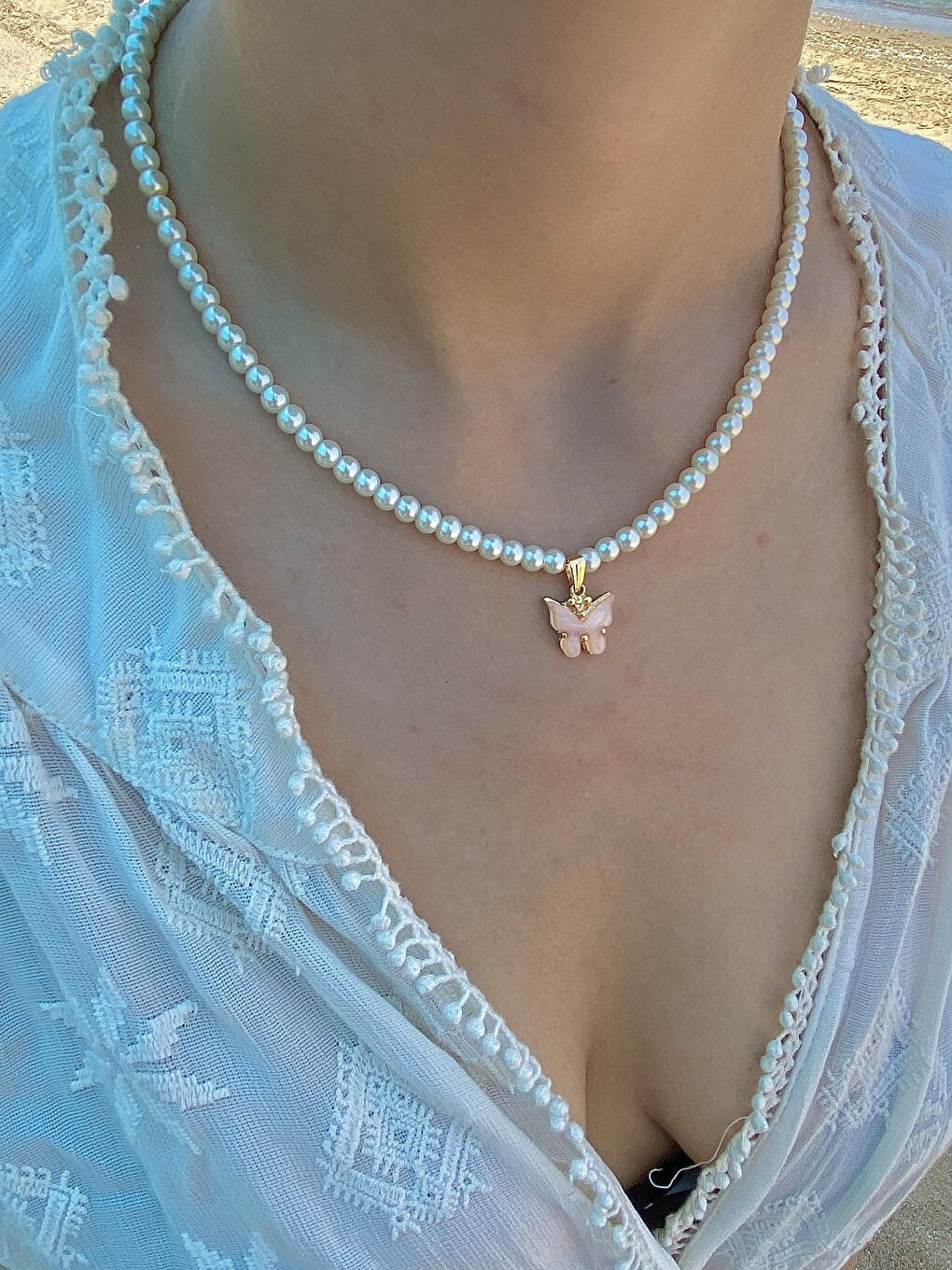 Pearl Butterfly Necklace