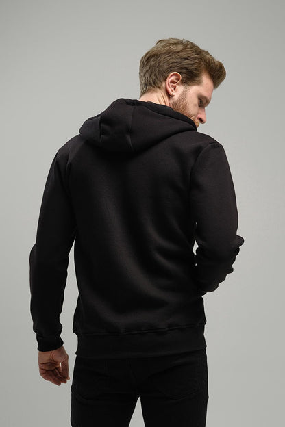 Regnault Three Thread Cotton Hooded Zippered Sweatshirt with Mesh Detail