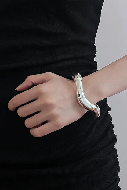 Corsico Molted Metal Thick Handcuff Bracelet