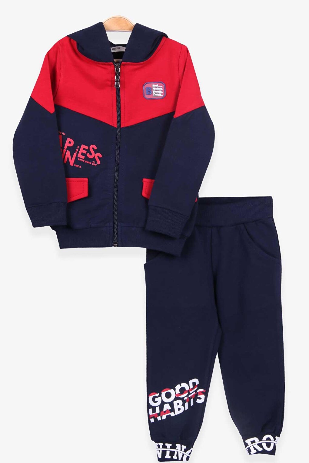 Baby Boy Tracksuit Set Printed Hooded Navy Blue (Age 1.5)