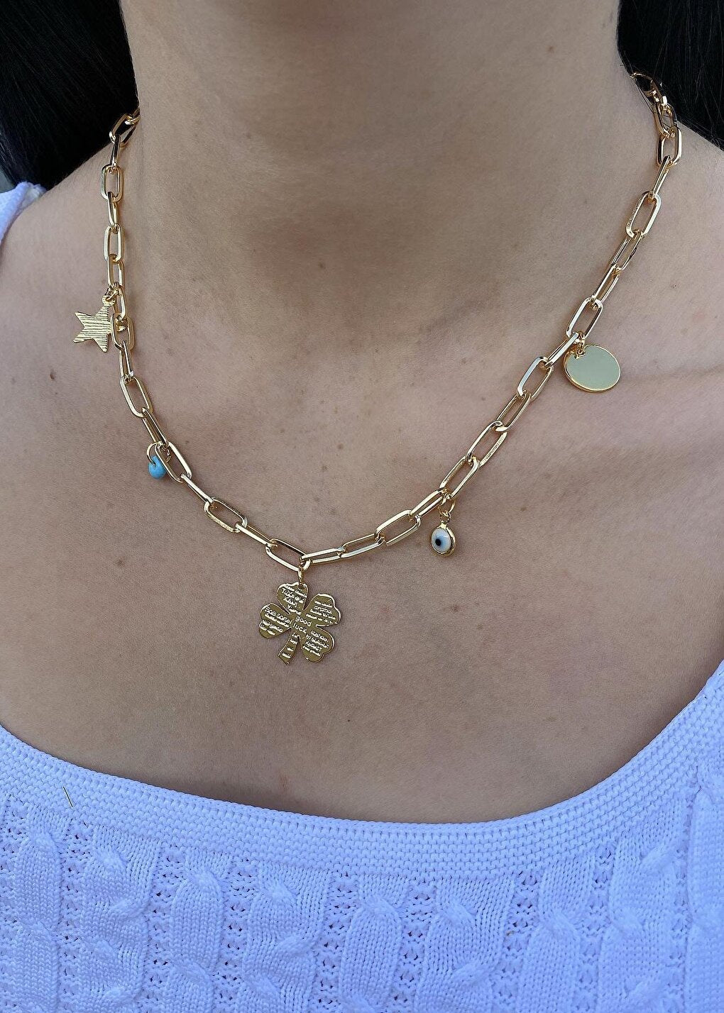 Clover Figured Chain Necklace